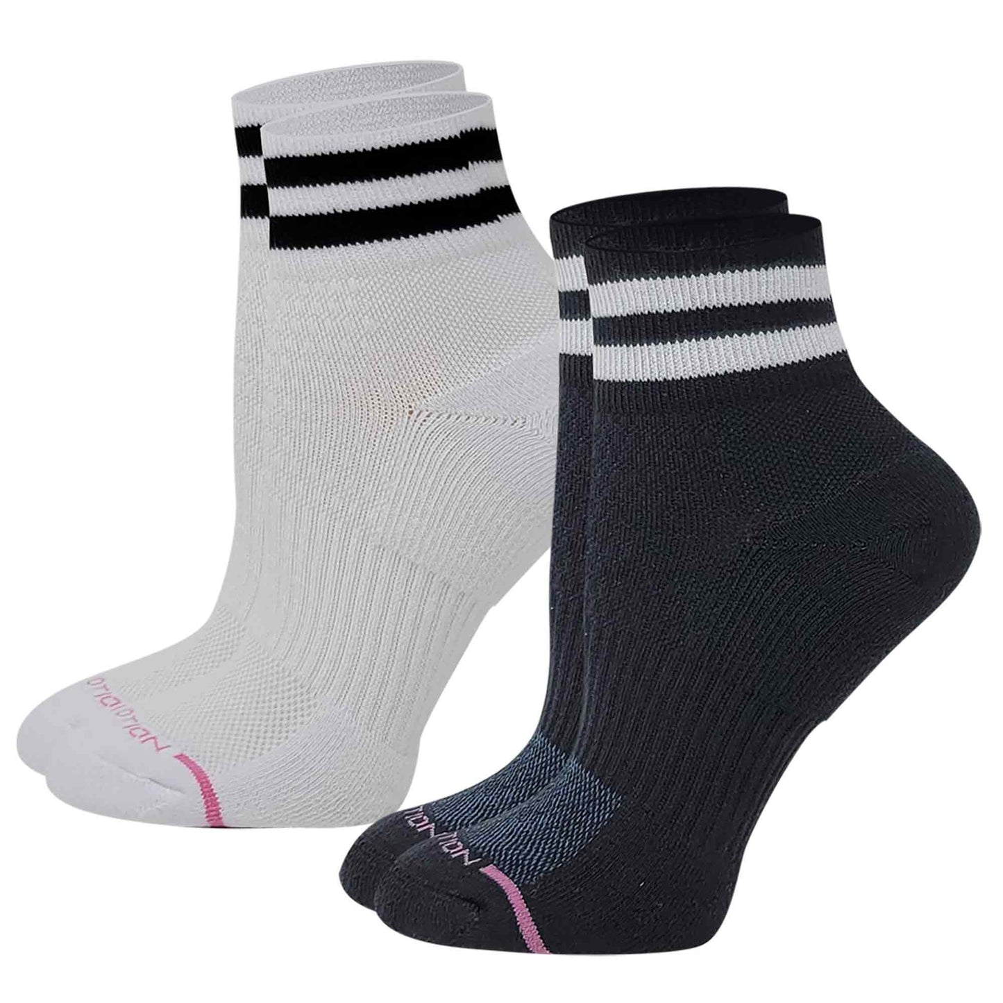 Quarter Compression Socks | Dr Motion Half-Cushion | Varsity Strype (2 Pack)