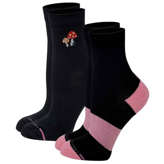 Mid-crew black compression socks for women with half-cushion sole and arch support by Dr. Motion