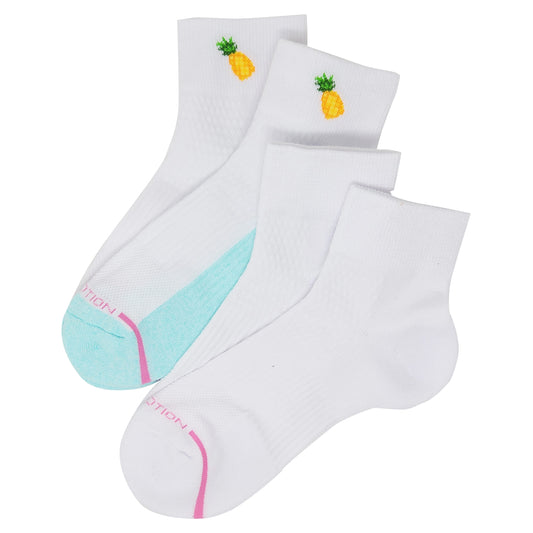 Quarter Compression Socks | Dr Motion Enhanced Cushion| Pineapple (2 Pack)