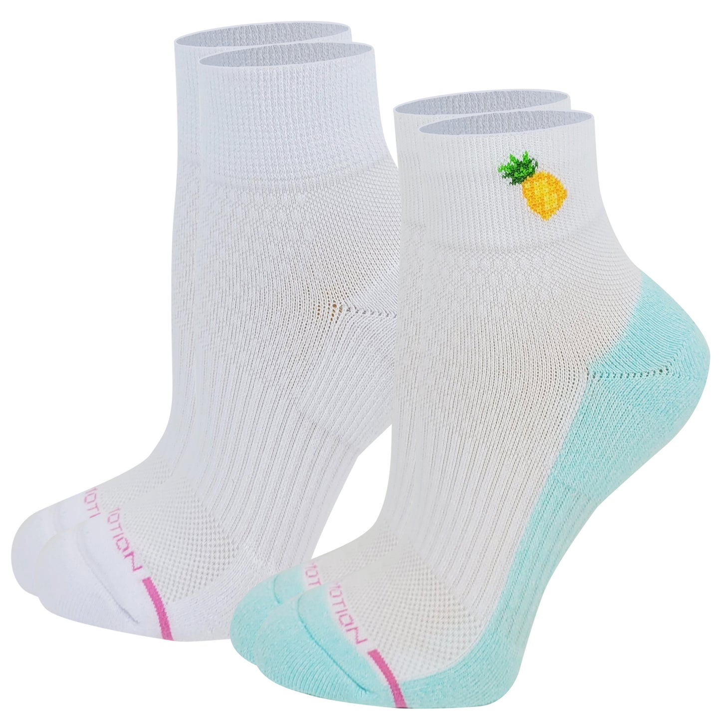 Quarter Compression Socks | Dr Motion Enhanced Cushion| Pineapple (2 Pack)