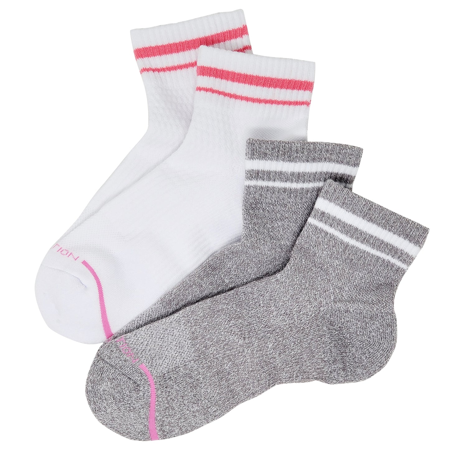 Quarter Compression Socks | Dr Motion Enhanced Cushion| Solid and Stripes (2 Pack)