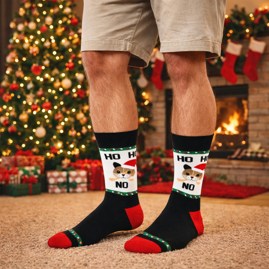 Men’s cotton dress socks in Christmas colors