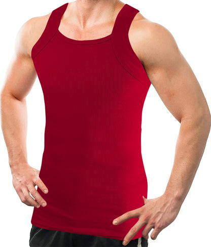 Square Cut G-unit Tank Top| Muscle Rib Basic Color A-Shirts | Men's