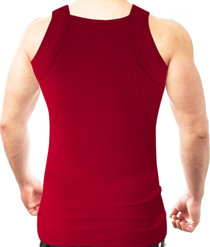 Square Cut G-unit Tank Top| Muscle Rib Basic Color A-Shirts | Men's