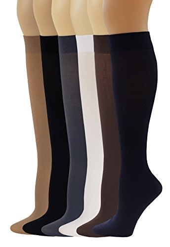 Knee High Trouser Socks | Different Touch Women's Opaque (6 Pairs)
