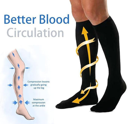 Knee-High Compression Socks | Solid Colors Nylon Sports | Unisex (1 Pair)