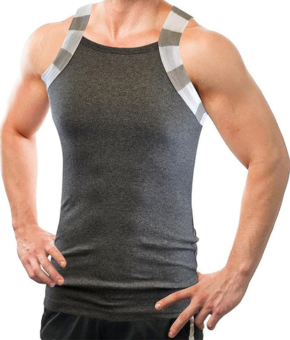 Square Cut G-unit Tank Top| Muscle Rib Basic Color A-Shirts | Men's