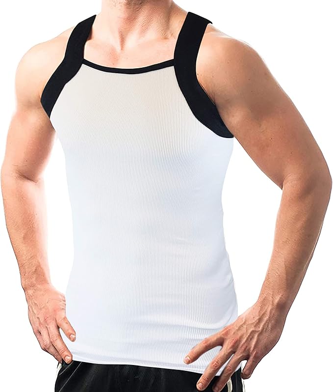 Square Cut G-unit Tank Top| Muscle Rib Basic Color A-Shirts | Men's