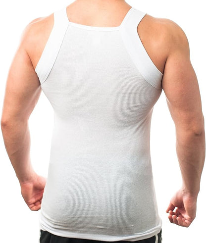 Square Cut G-unit Tank Top| Muscle Rib Basic Color A-Shirts | Men's