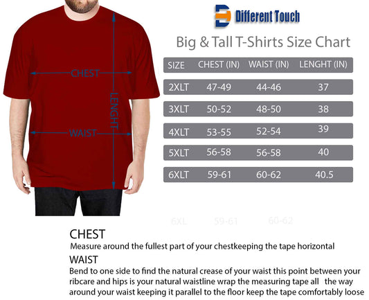 Men's Big and Tall T-Shirts Size Chart 