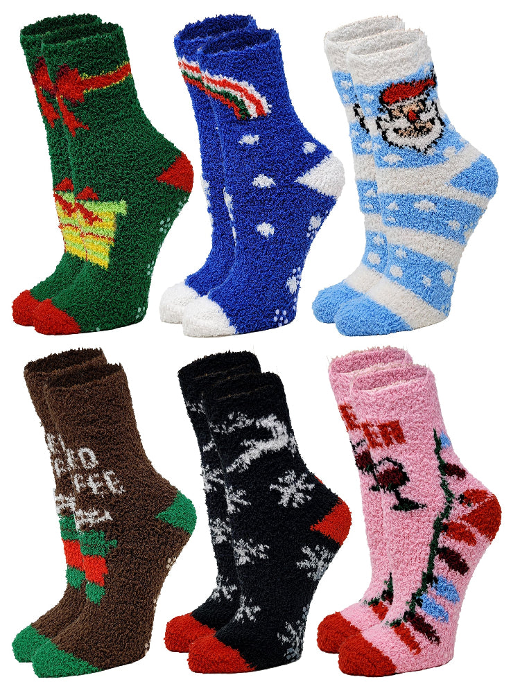 Christmas non-slip slipper socks – soft fuzzy interior for cozy comfort