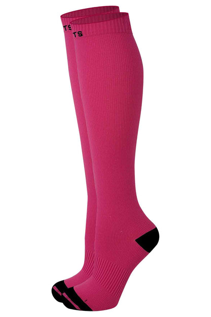 Knee-High Compression Socks | Solid Colors Nylon Sports | Unisex (1 Pair)