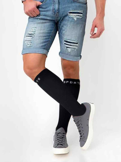 Knee-High Compression Socks | Solid Colors Nylon Sports | Unisex (1 Pair)