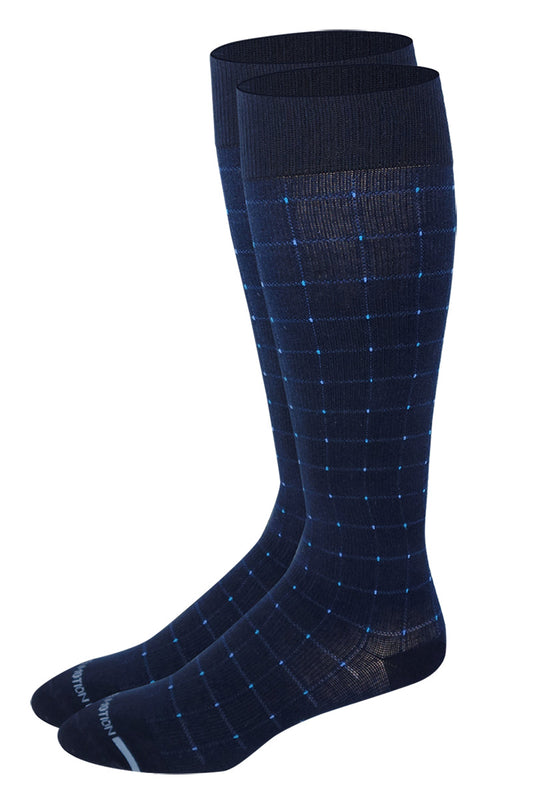 Men’s Dr. Motion compression knee high socks pin dot grid design