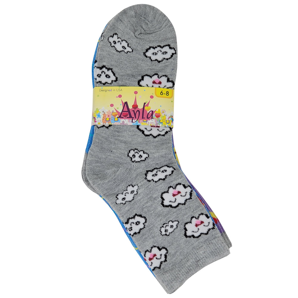 Colorful kids crew socks with cute novelty patterns