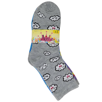 Colorful kids crew socks with cute novelty patterns