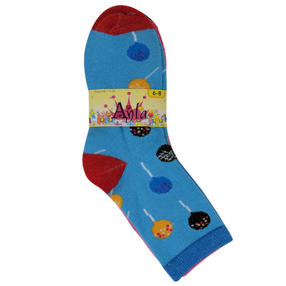 Colorful sock with candy design on a white background