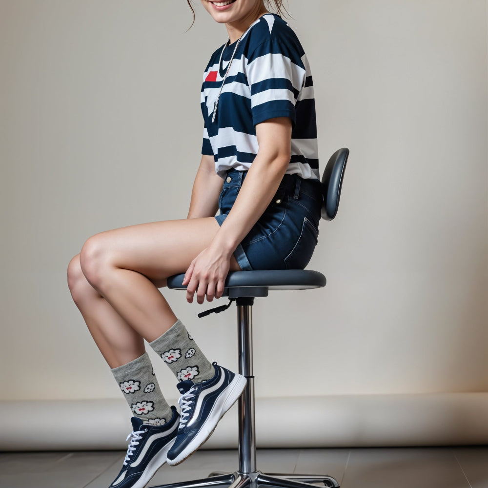 Kids relaxing at home wearing fun patterned socks