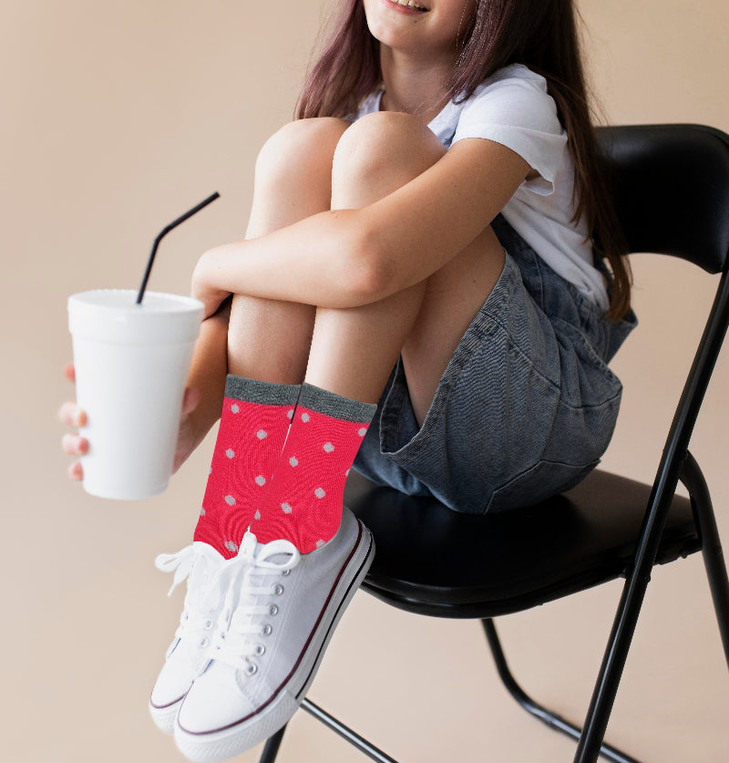 Girls styling multicolor crew socks for everyday outfits