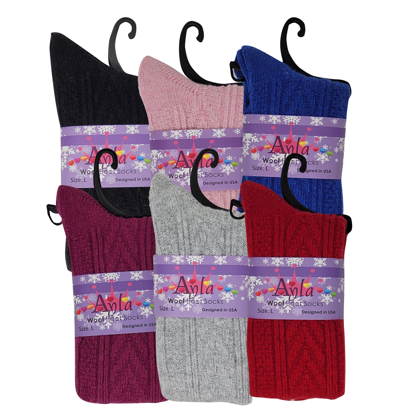 Knee-High Boot Socks |  Winter Cable Knit | Kids (6 Pairs)