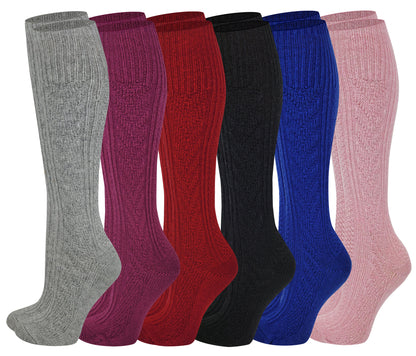 Knee-High Boot Socks |  Winter Cable Knit | Kids (6 Pairs)