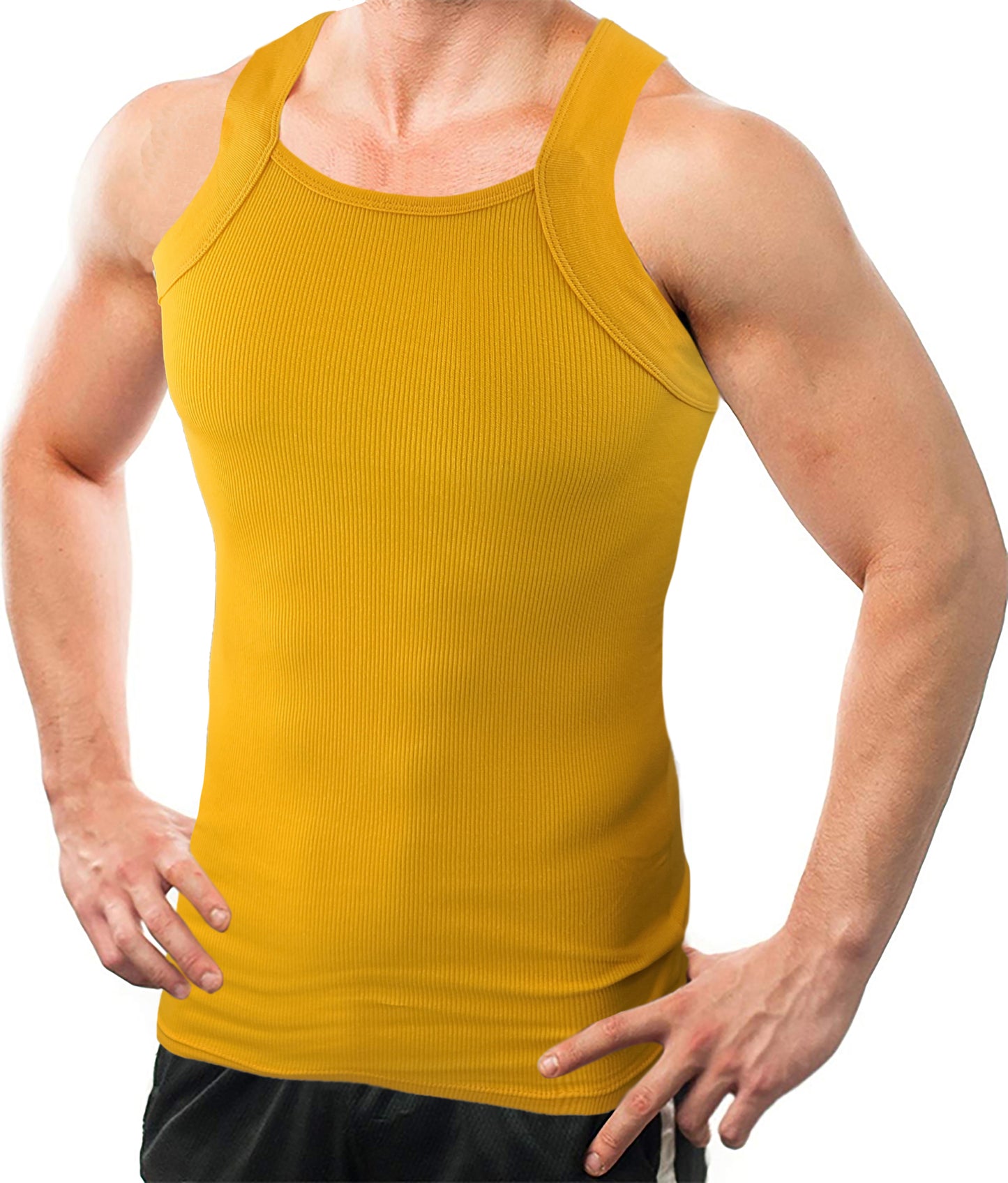 Square Cut G-unit Tank Top| Muscle Rib Basic Color A-Shirts | Men's