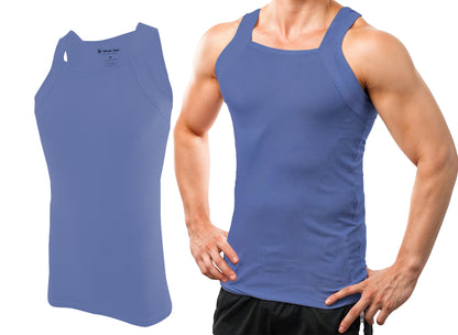 Square Cut G-unit Tank Top| Muscle Rib Basic Color A-Shirts | Men's