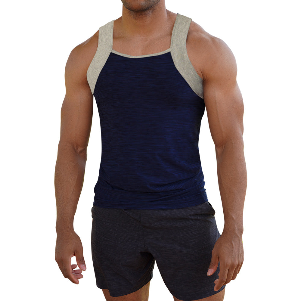 Navy Square Cut G-unit Style Tank Top for Men