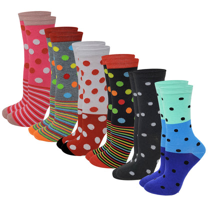 Women’s polka dot crew socks in colorful novelty designs – 6-pair pack