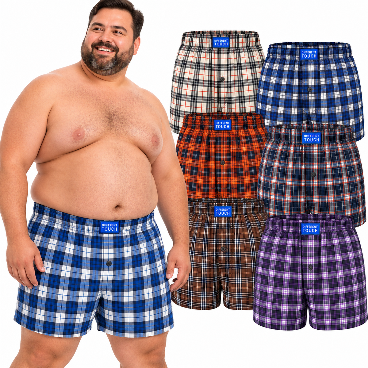 Men’s Big & Tall 100% Cotton Boxer Shorts 6-Pack | Different Touch