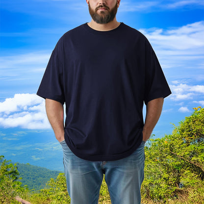 Big & Tall man wearing cotton crew neck t-shirt size 3XL–6XL