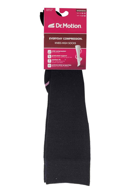 Knee High Compression Socks | Solid Black Color | Womens (4 Pairs)