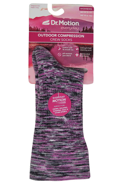 Women’s compression crew socks with spacedye pattern and cushioned sole