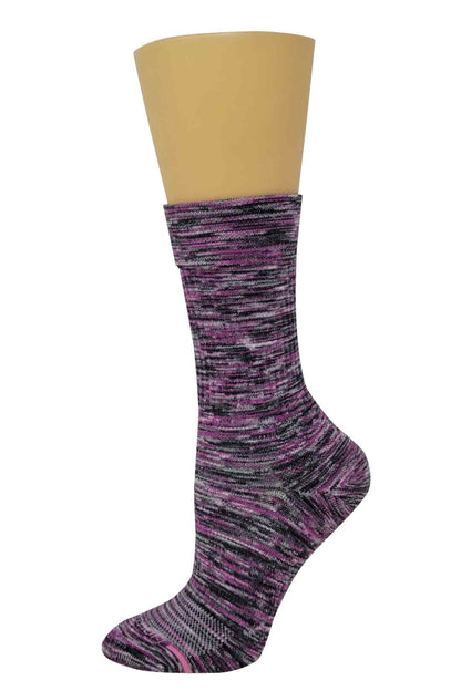 Women’s compression crew socks with spacedye pattern and cushioned sole