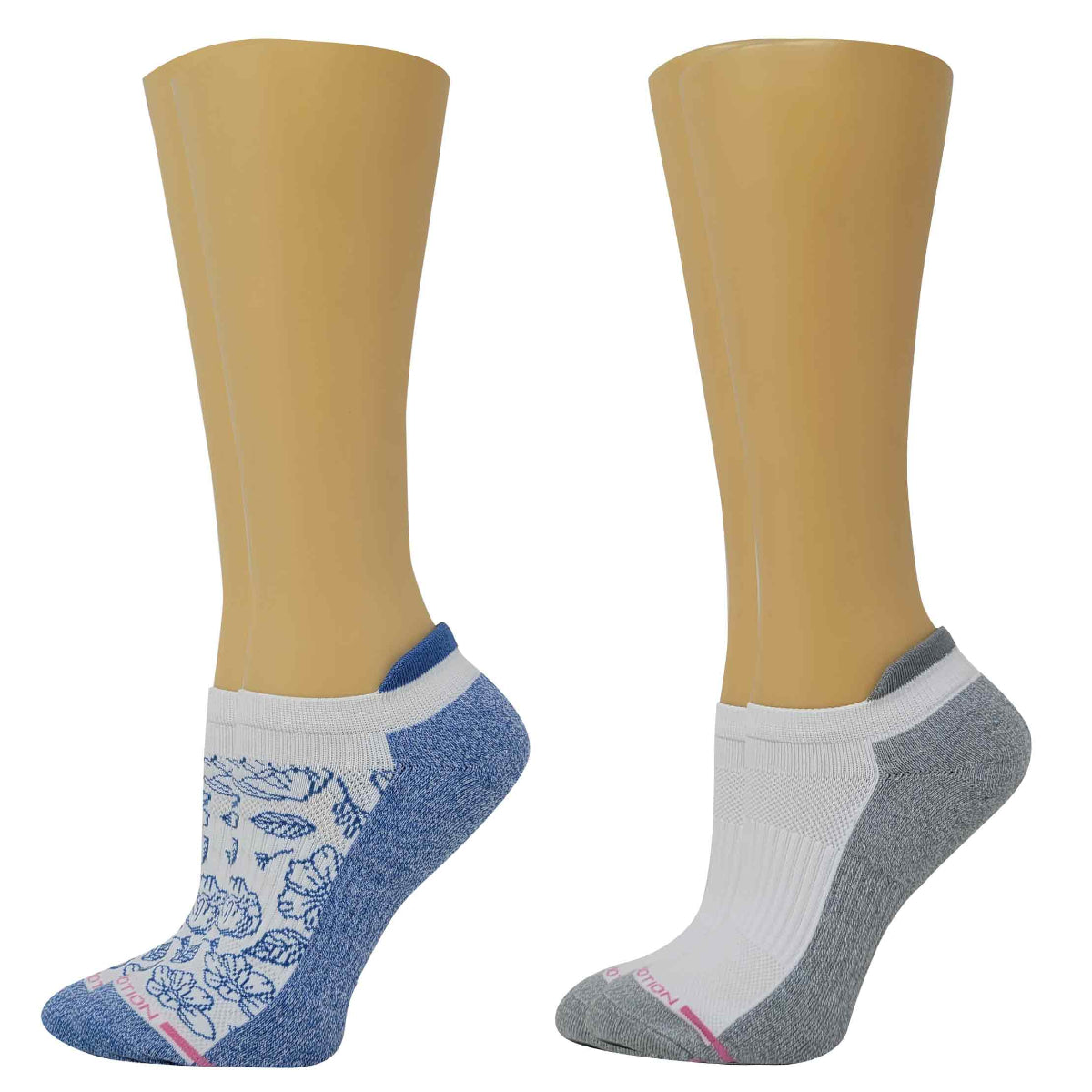 Two pairs of Ankle Compression socks on mannequin legs against a white background