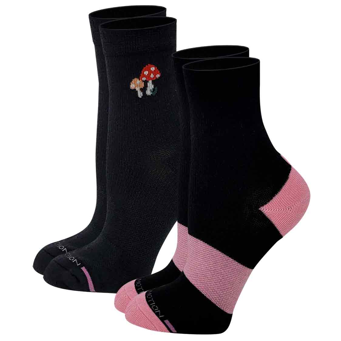 Mid-crew black compression socks for women with half-cushion sole and arch support by Dr. Motion