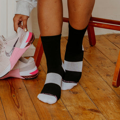 Mid-Crew Compression Socks for Women | Black Half-Cushion | Dr. Motion (2-Pack)