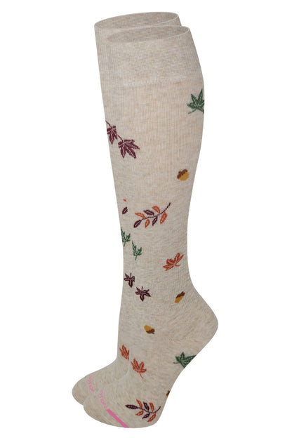 Dr. Motion women's compression knee high socks fall foliage breathable cotton blend