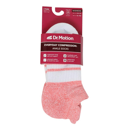 Ankle Compression Socks | Dr Motion Socks | Contrast Stripes (2 Pack)
