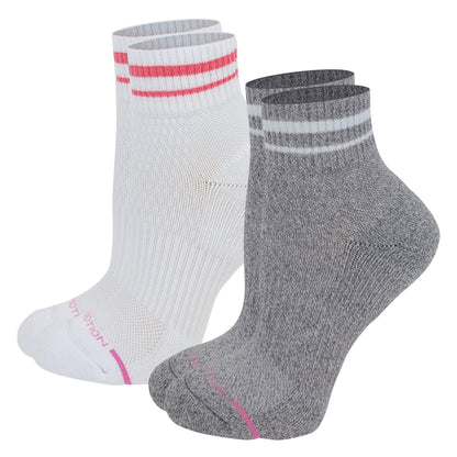Quarter Compression Socks | Dr Motion Enhanced Cushion| Solid and Stripes (2 Pack)