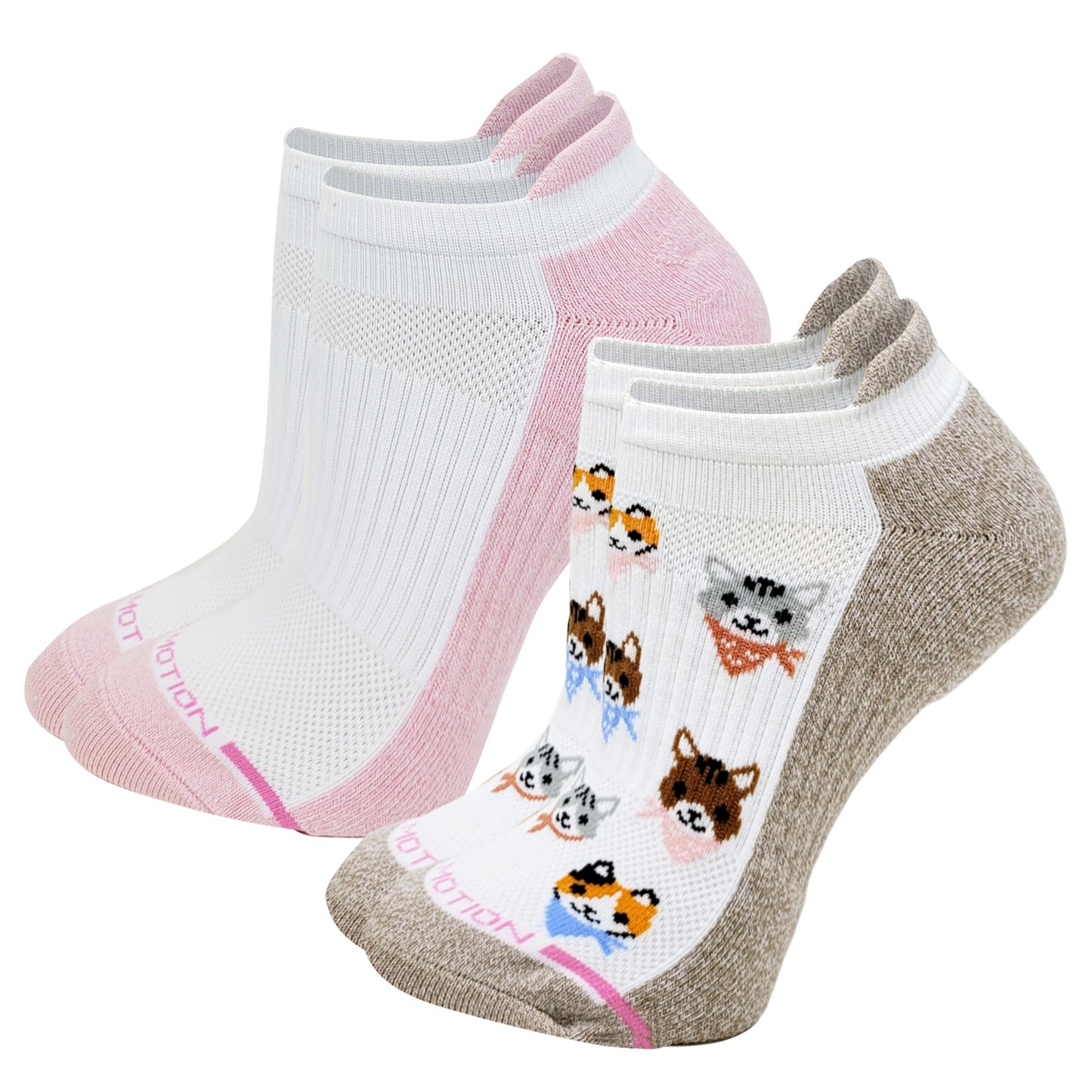 Ankle Compression Socks for women | Cats w/ Bandana | Dr. Motion (2 Pack)