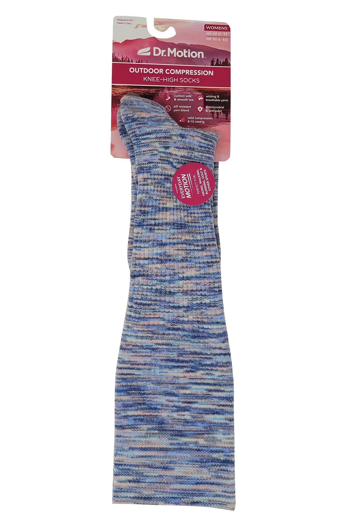 Compression Knee-High Socks for Women | Outdoor Half-Cushion | 8–15 mmHg | Dr. Motion (1 Pair)