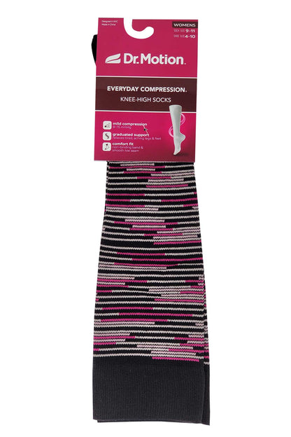 Knee High Compression Socks | Colorful Stripes Design | Women's (1 Pair)