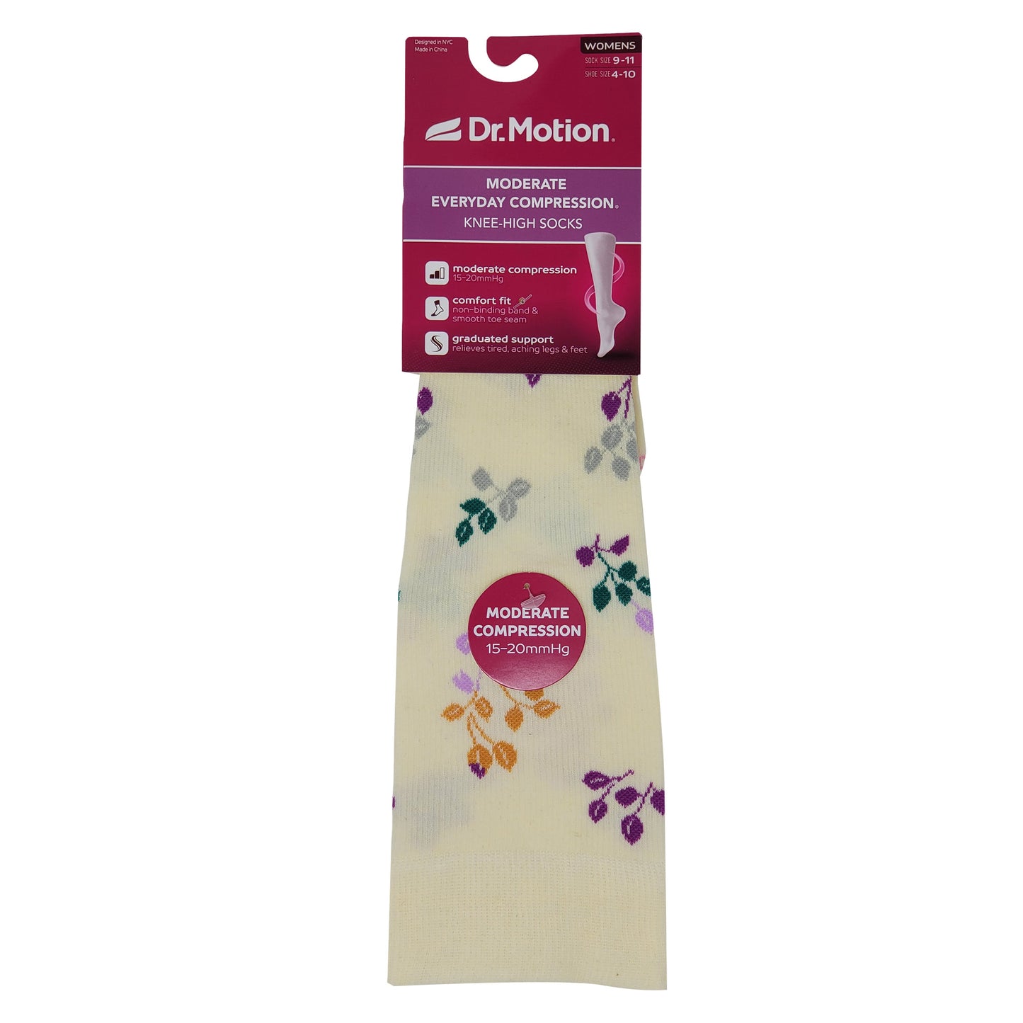 Moderate Everyday Compression Knee-High Socks| Floating Leaves| Women's (1 Pair)