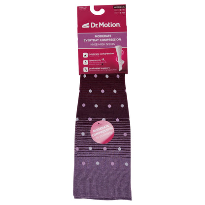 Moderate 15-20 mmHG Compression Knee-High Socks| Polka Dots| Women's
