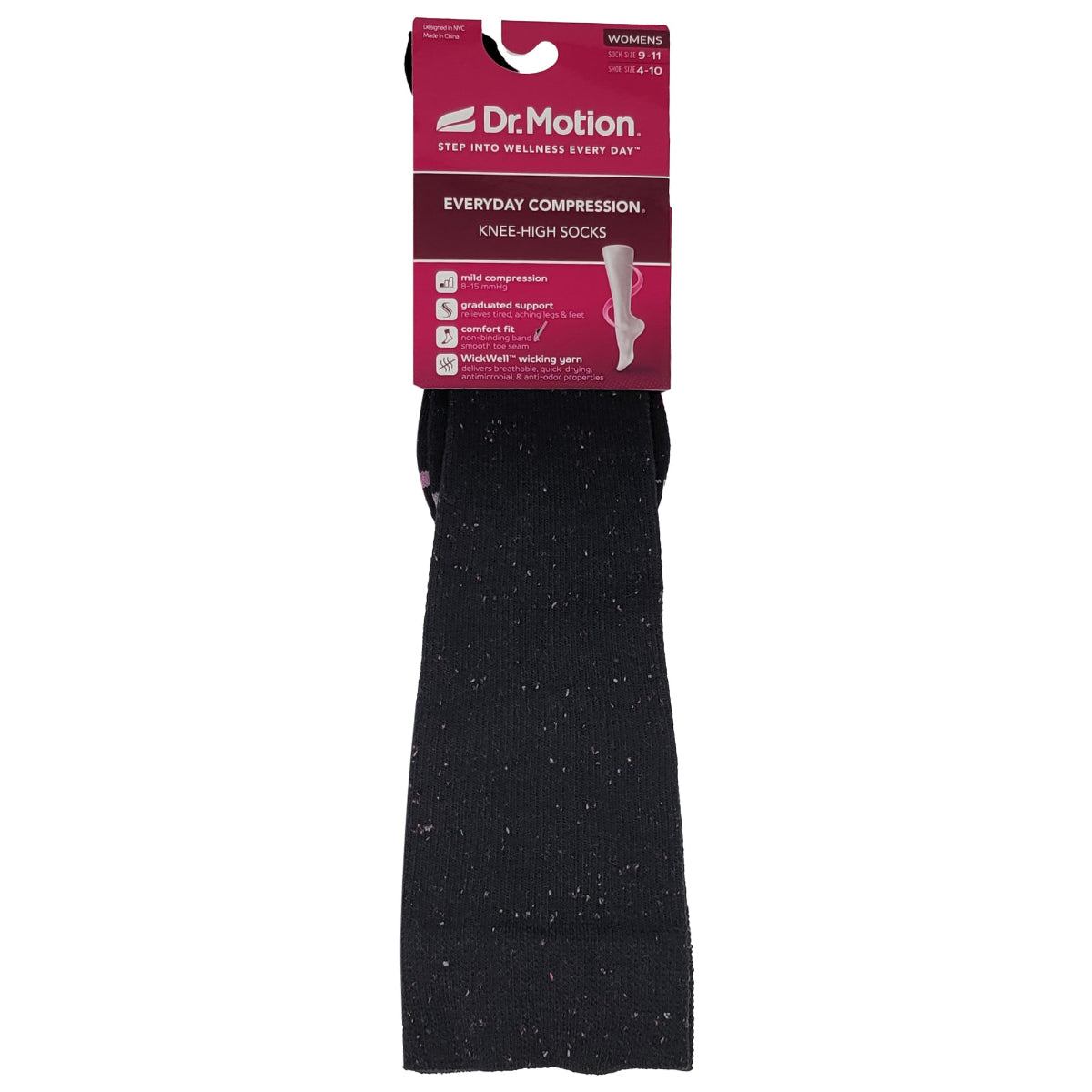 Knee-high compression socks for women with non-binding band and smooth toe seam