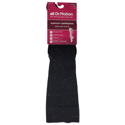 Knee-high compression socks for women with non-binding band and smooth toe seam