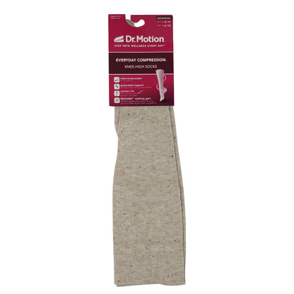 Dr. Motion knee-high socks with packaging on a white background