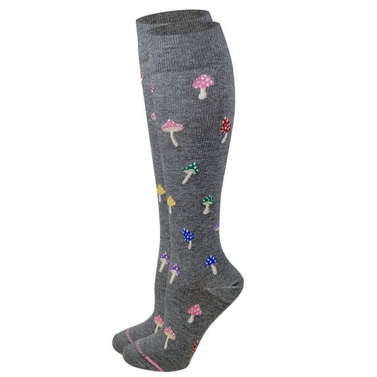 Knee High Compression Socks |Colorful Mushrooms| Women's (1 Pair)