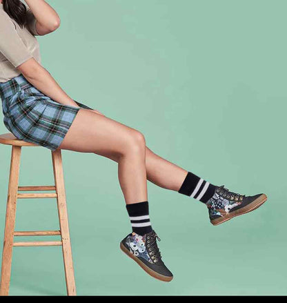 Mid-Crew Compression Socks for Women | Black Half-Cushion | Dr. Motion (2-Pack)